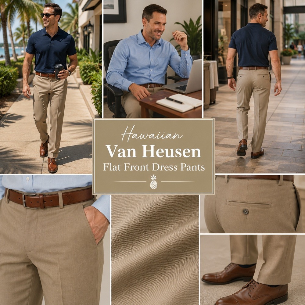 Van Heusen Mens Flat Front Dress Pants Khaki Tan Straight‎ Leg 36x30